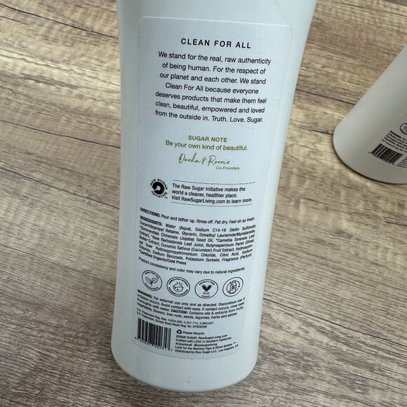 Lot Of 3 Raw Sugar BODY WASH Watermelon Mint, Cucumber + Green Tea  25 fl oz - Picture 4 of 7